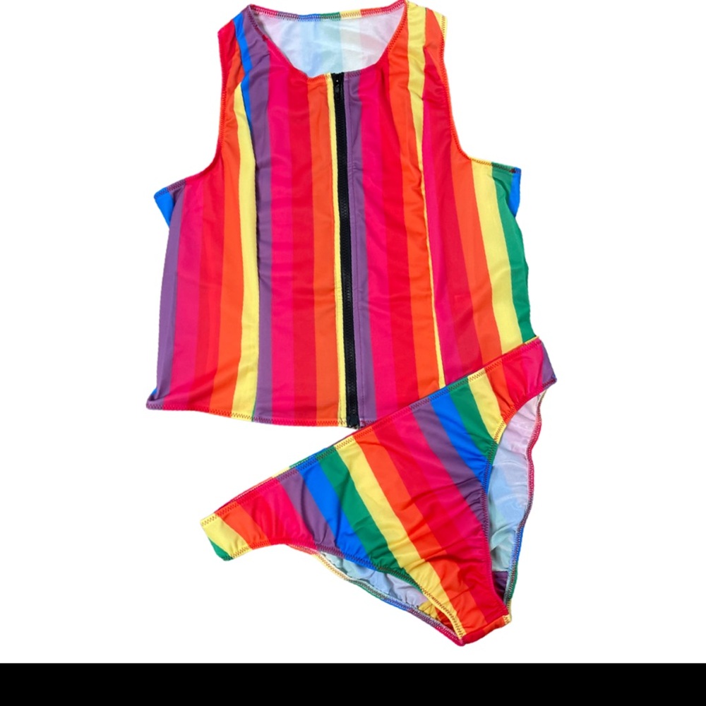 Rainbow Striped Swim Set